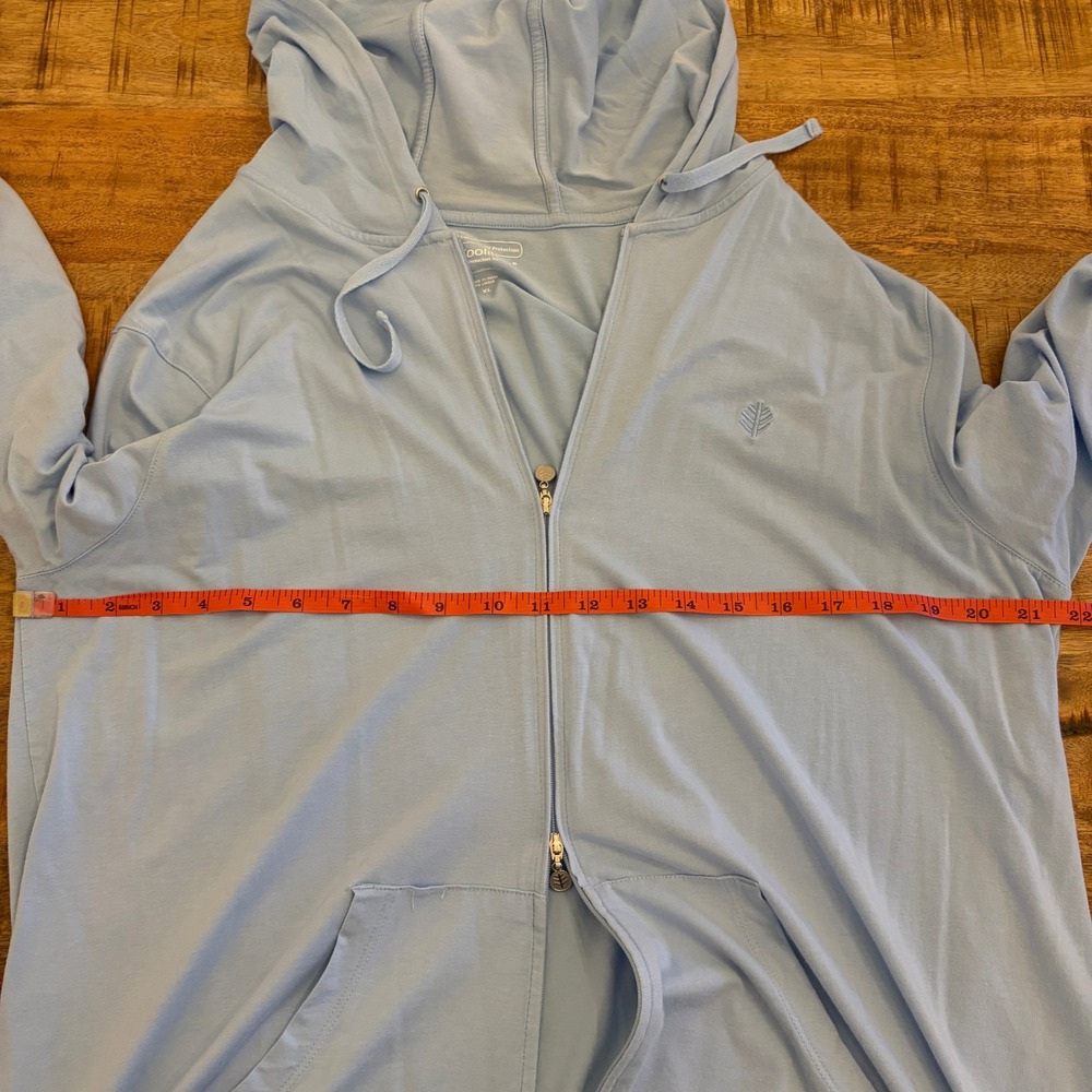 Coolibar Cabana Long Zip-Up Hoodie Women XL Coastal UPF 50 Bamboo Coverup Jacket - Picture 11 of 12